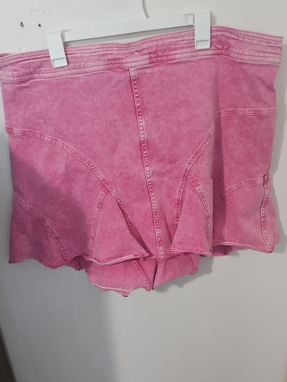 Pilcro Pink Washed Denim Mini Skirt